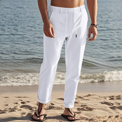 Beach Linen Elastic Waist Pants