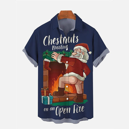 Camisetas estampadas de Papá Noel navideño