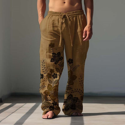 Vintage Floral Linen Baggy Pants