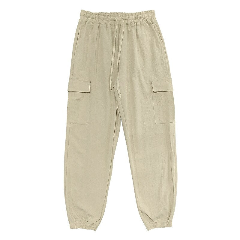 Linen Cargo Jogger Pants