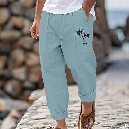 Retro Coconut Linen Drawstring Pants