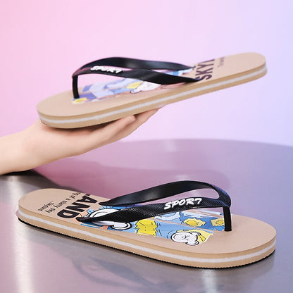 Playful Blue Cartoon Dog Flip-Flops