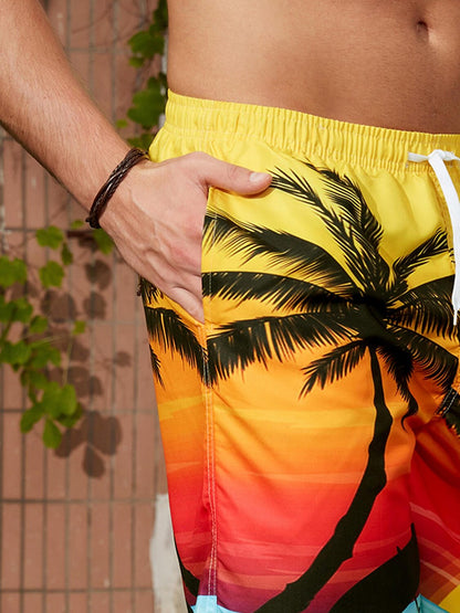 Graphic Coconut Tree Swimming Trunks Board Shorts