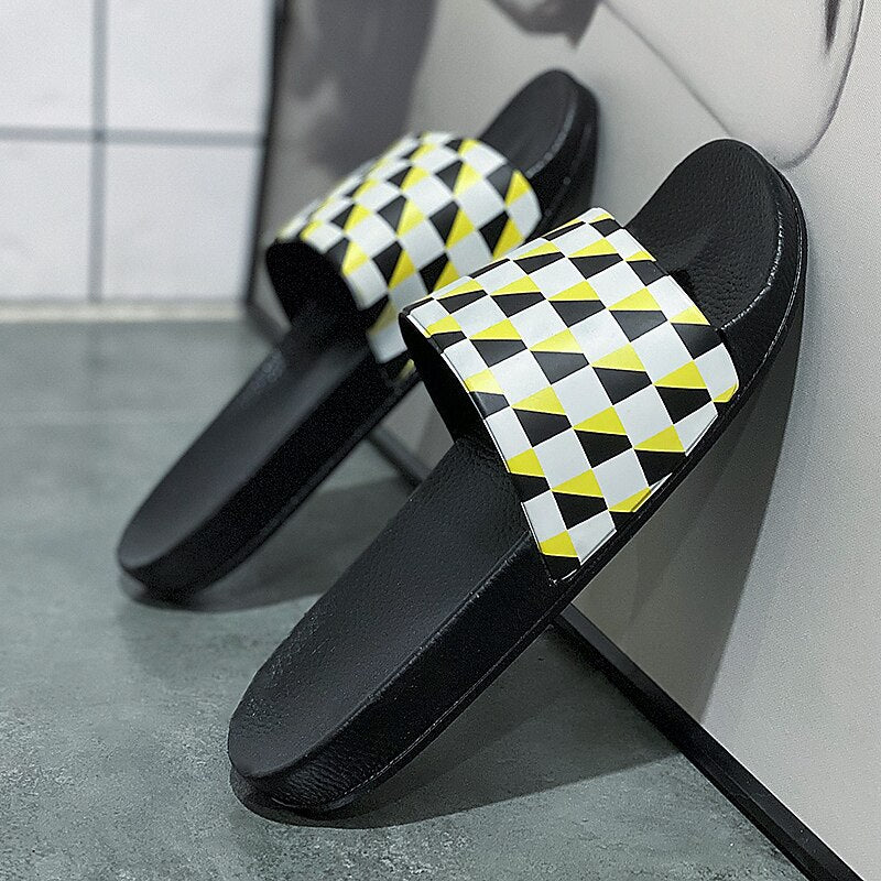 Vibrant Geometric Slide Sandals