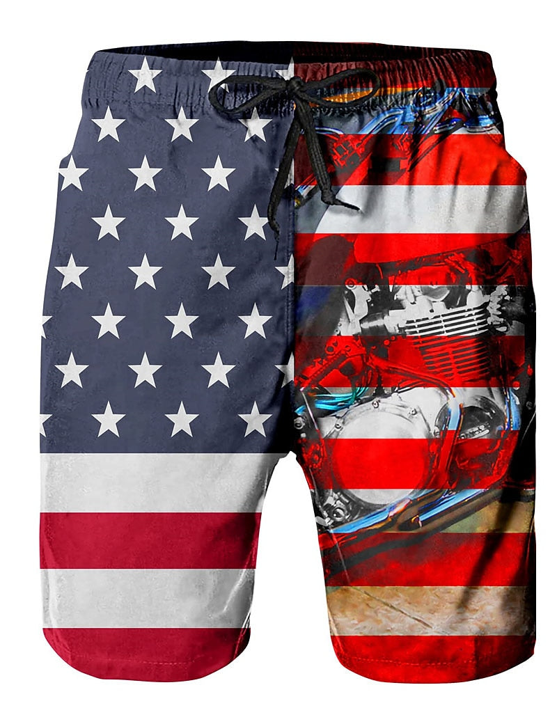 Graphic Prints American Flag Shorts