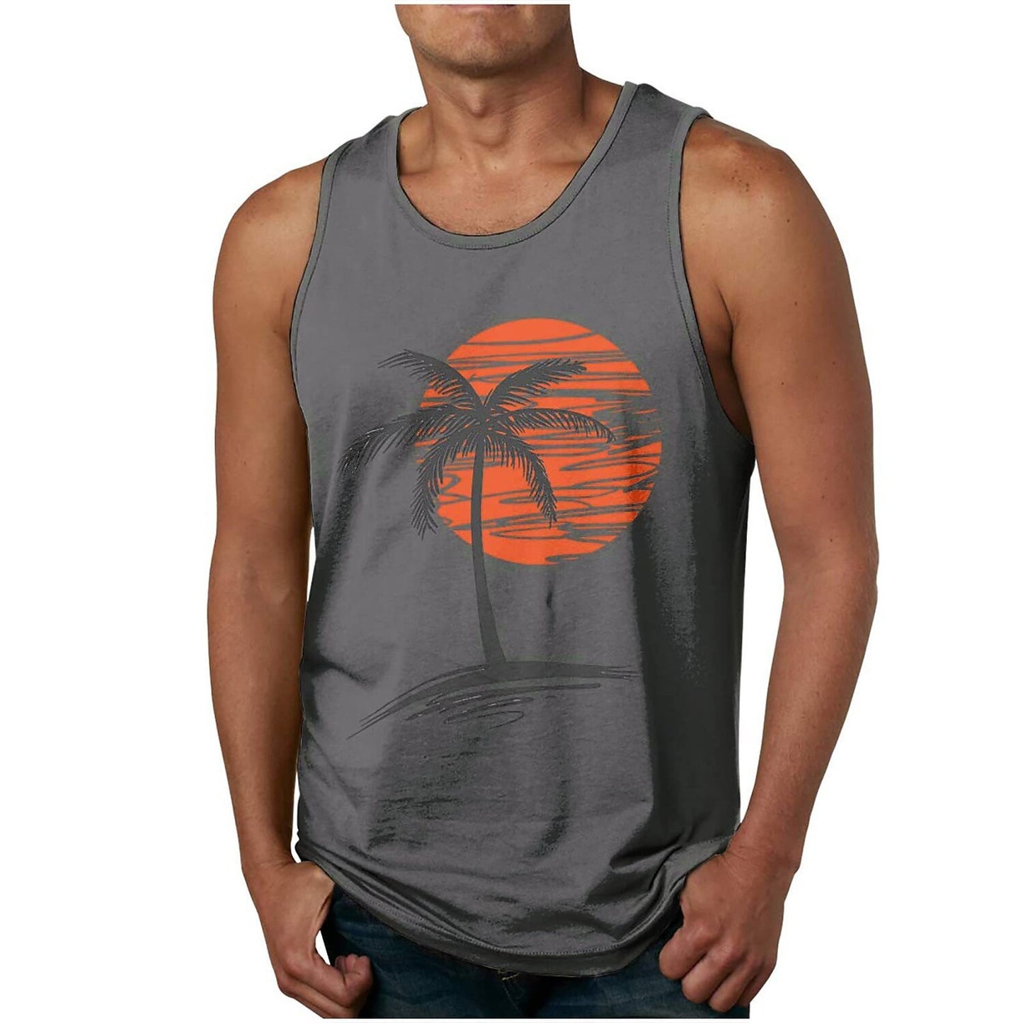 Coconut Tree V-Neck Tank Top