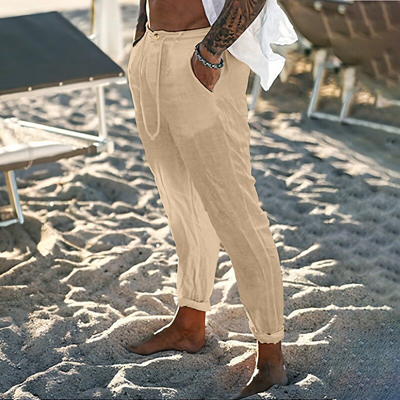 Linen Drawstring Beach Pants