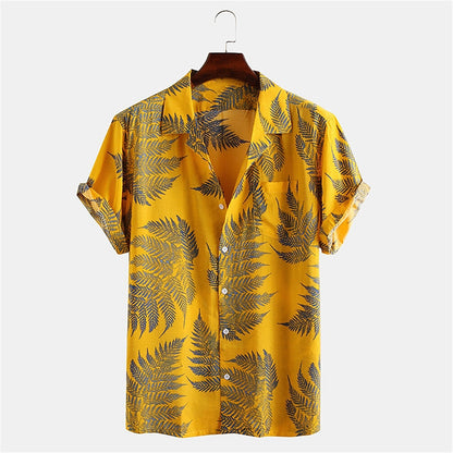 Palm Leaf Tropical Camp Collar Shirt