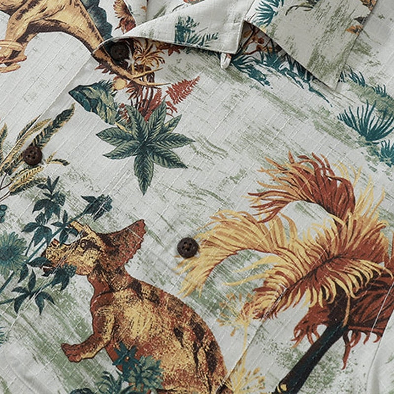 Dinosaur Coconut Tree Aloha Shirt