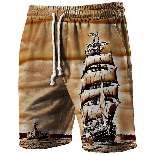 Graphic Prints Sailboat Sweat Shorts