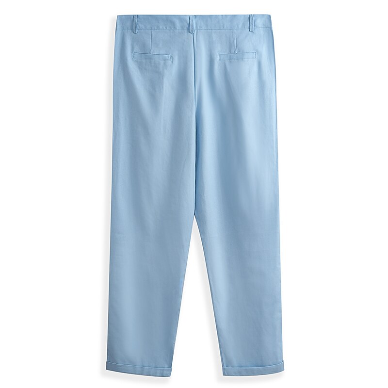 Linen Straight-Leg Business Pants