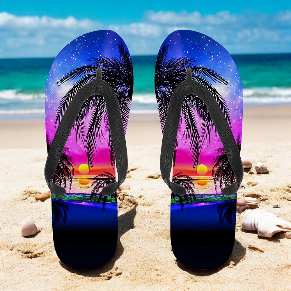 Hawaiian Coconut Tree Pattern Beach Flip Flops