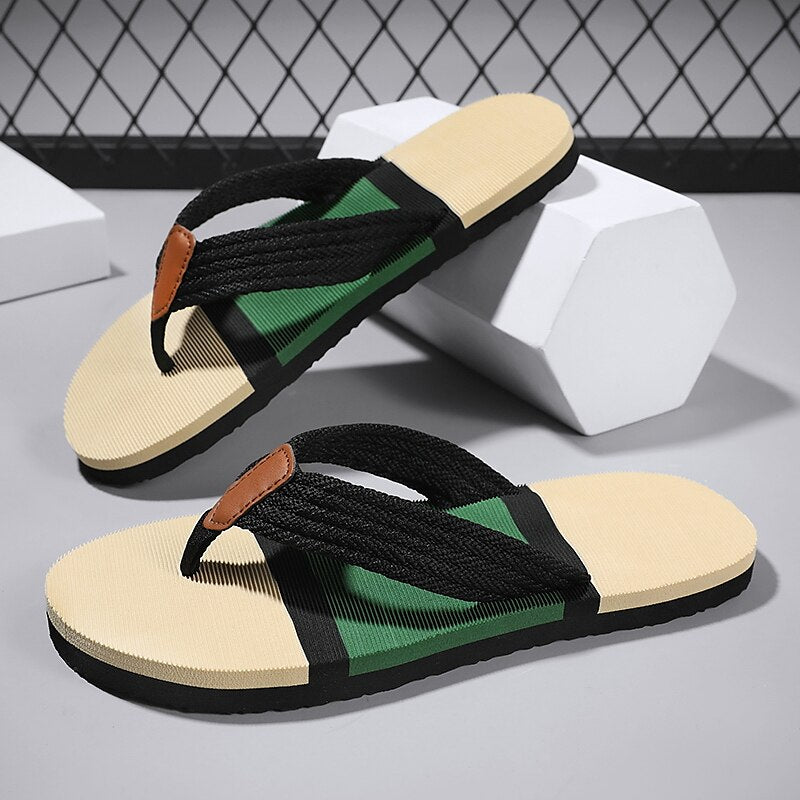 Colorblocked Mesh Strap Flip Flops