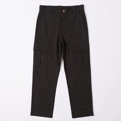 Linen Multi-Pocket Straight-Leg Pants