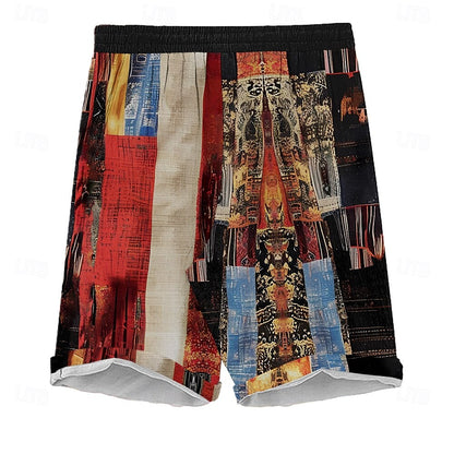 American Flag Color Block Patchwork Shorts