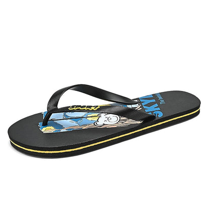 Playful Blue Cartoon Dog Flip-Flops