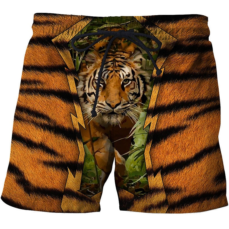 Bañador tipo short de tabla con letras de tigre