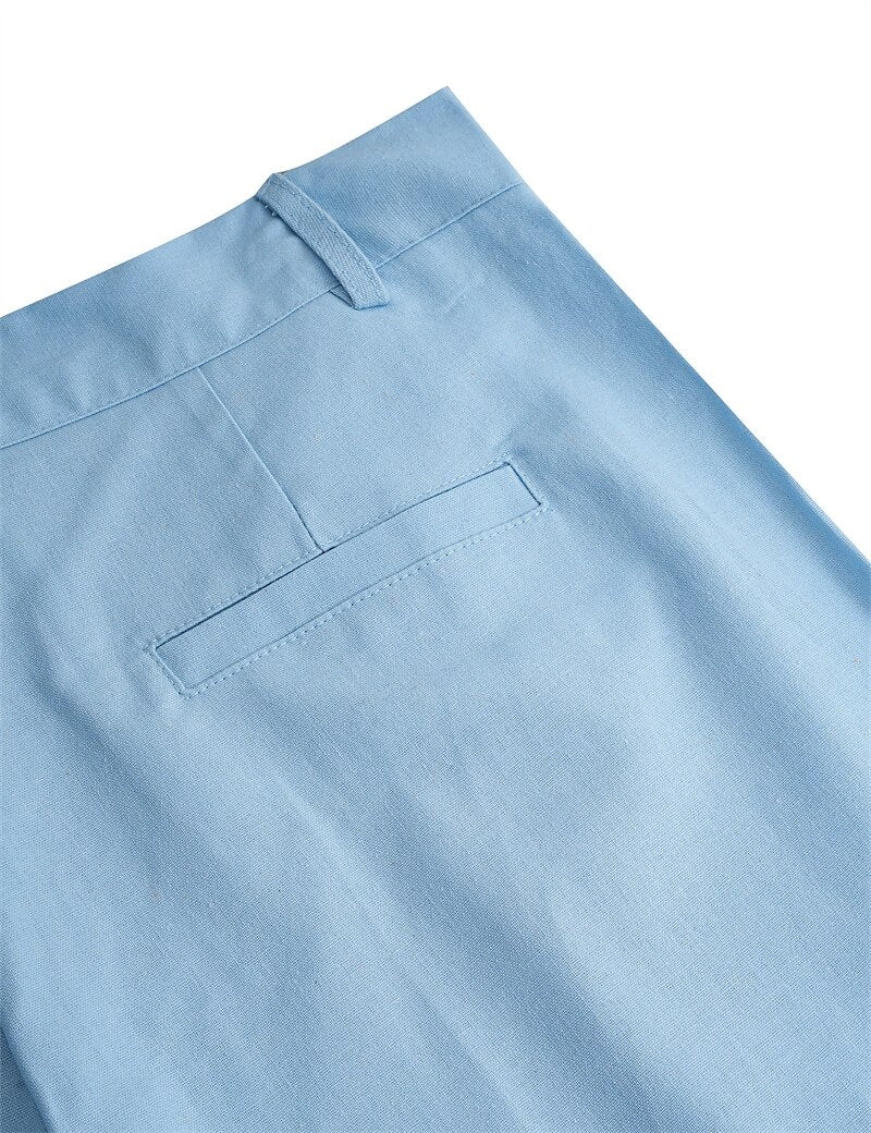 Linen Straight-Leg Business Casual Pants