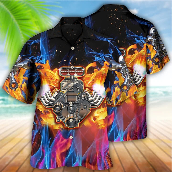 Graphic Flame and Machine Gun Shirt