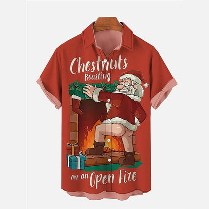 Camisetas estampadas de Papá Noel navideño