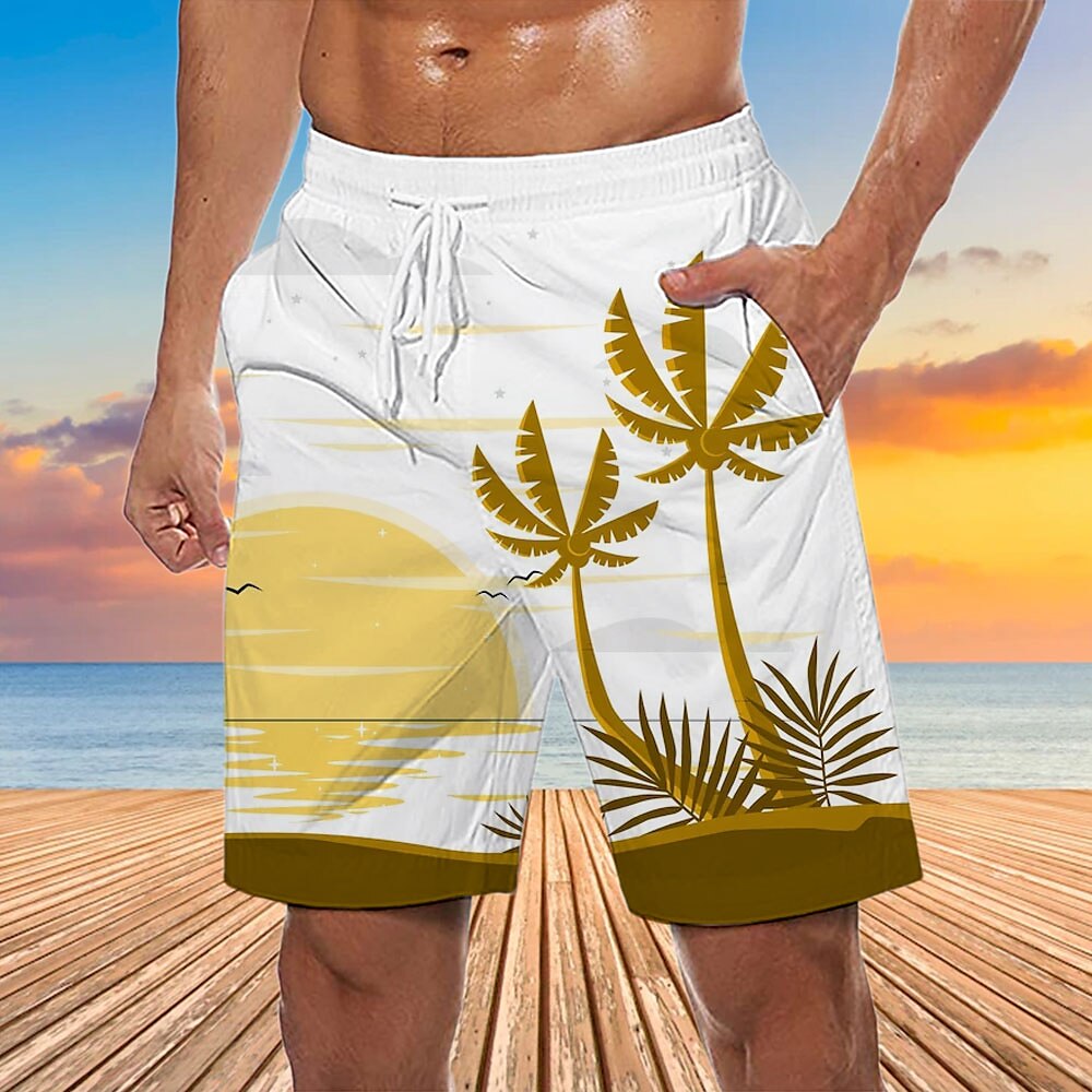 Graphic Coconut Tree Swimming Trunks Board Shorts