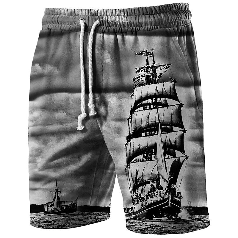 Graphic Prints Sailboat Sweat Shorts