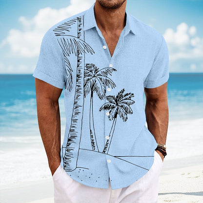 Coconut Tree Tropical Print Casual Shirt