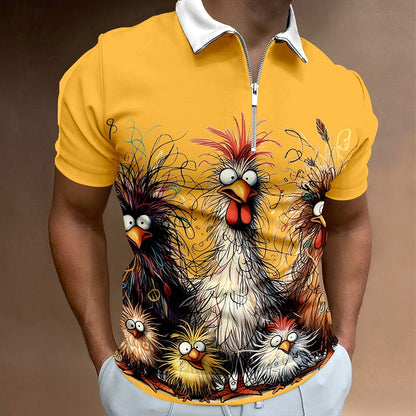 Chicken Quarter Zip Polo Shirt