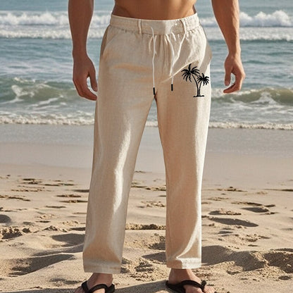 Coconut Tree Linen Beach Pants