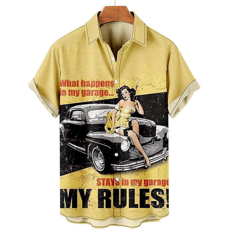 Letter Motorcycle Pin Up Girl Shirt