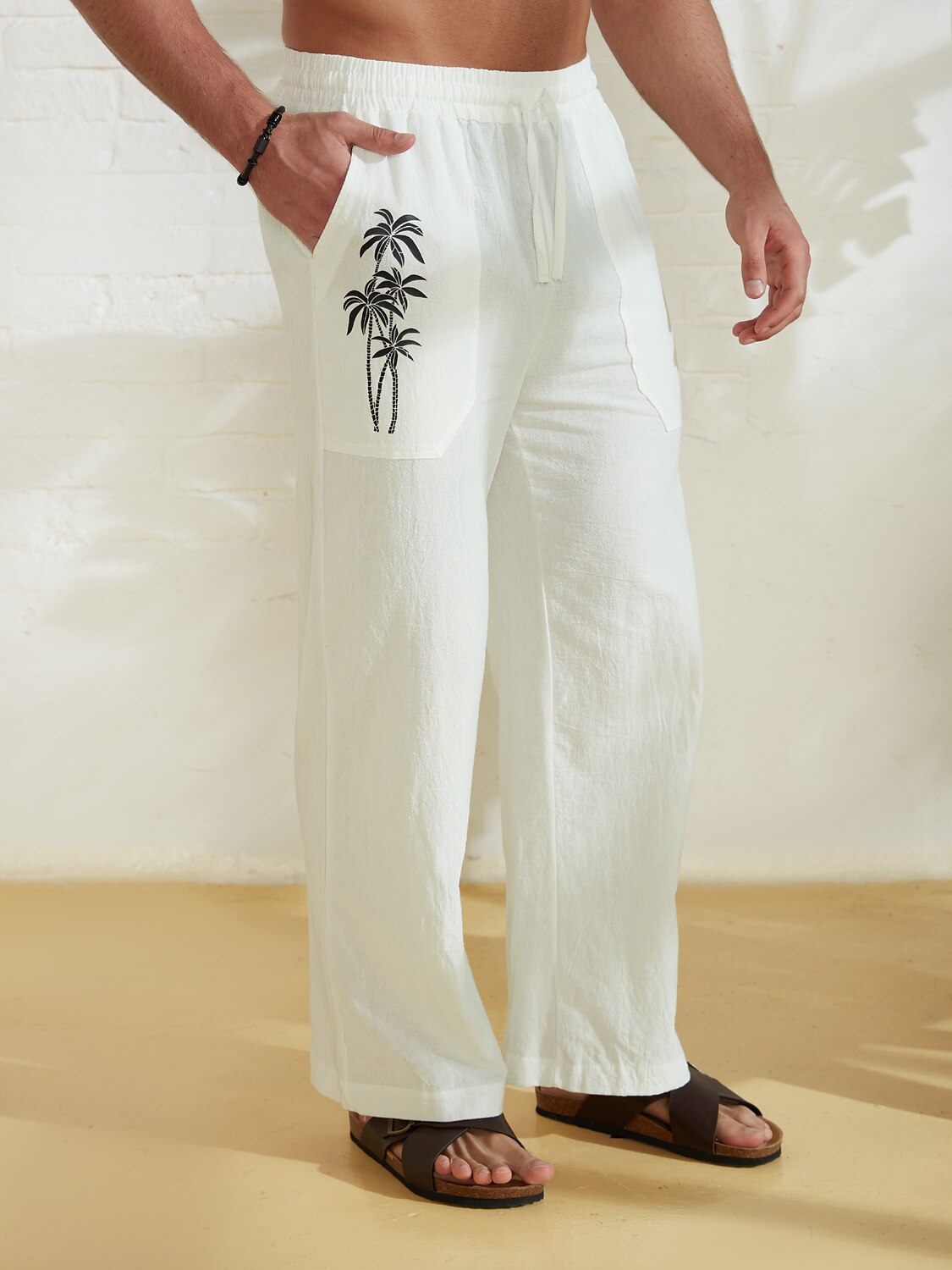 3D Coconut Tree Print Trousers