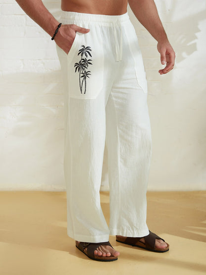 3D Coconut Tree Print Trousers