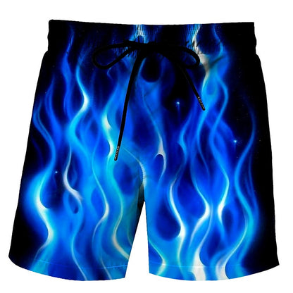 Flame Print Swimming Bathing Suit Shorts