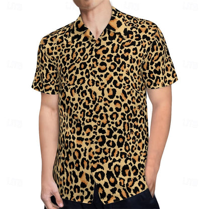 Retro 70s Disco Leopard Aloha Shirt