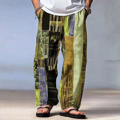 Color Block Patchwork Trousers Pants