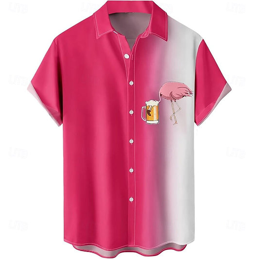 Flamingo Button Up Aloha Shirt