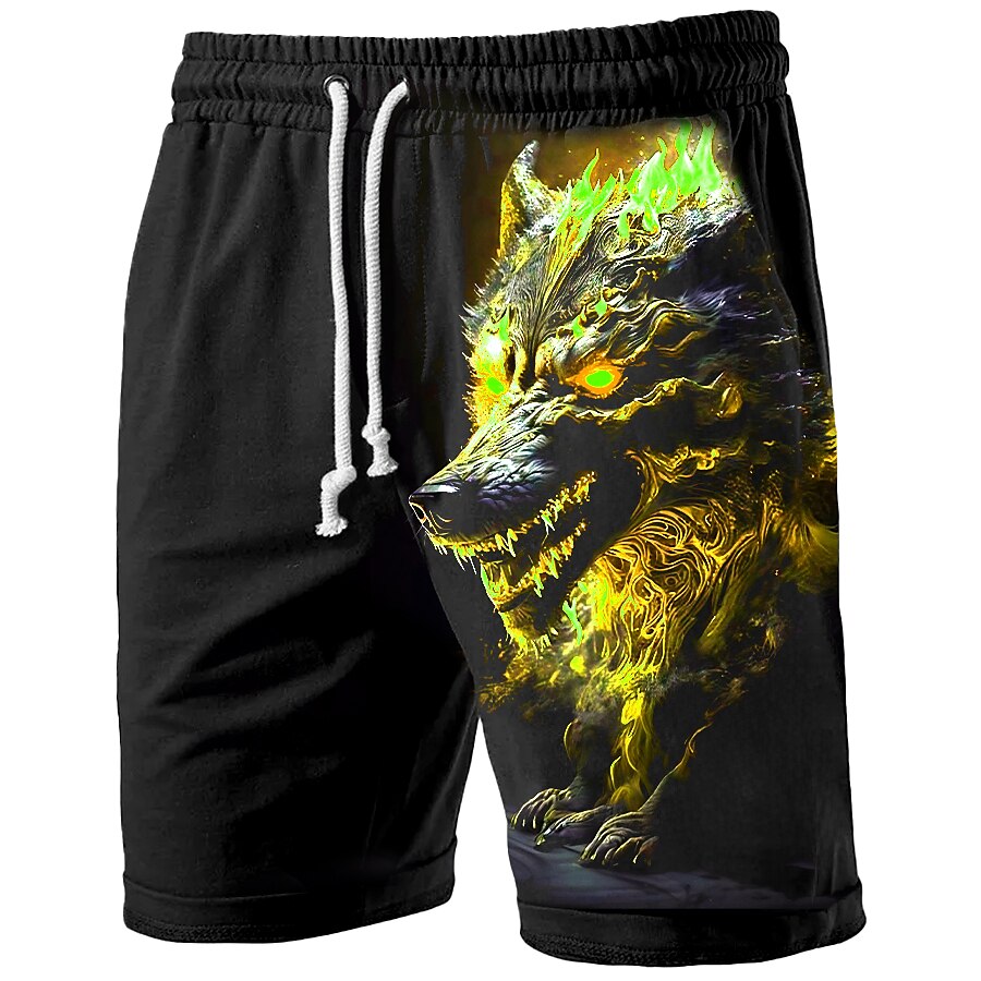 Graphic Animal Wolf Sweat Shorts