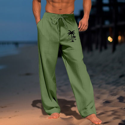 3D Coconut Tree Print Trousers