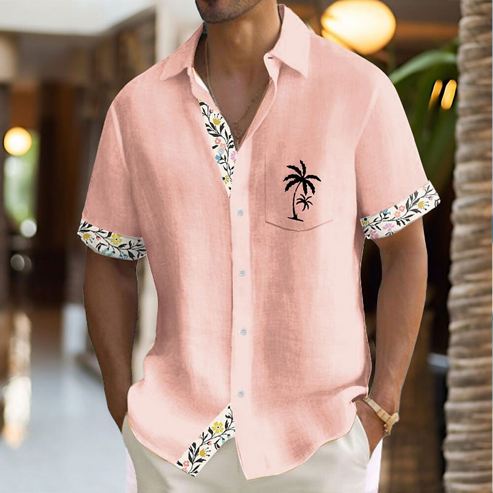 Printed Aloha Hawaiian Vacation Shirt Pink