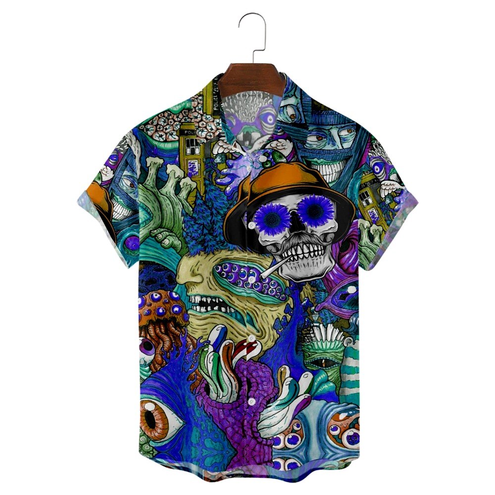 Aloha Graphic Skeleton Shirt