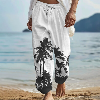 Coconut Tree Linen Baggy Pants