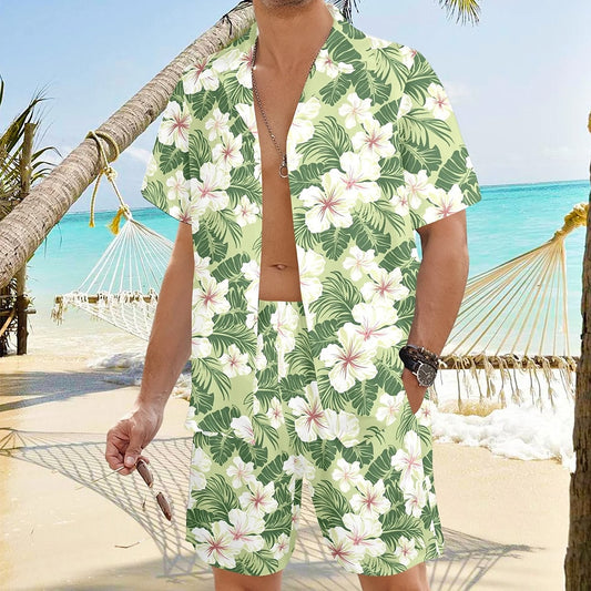 Hawaiian Floral Casual Vacation Shirt Set