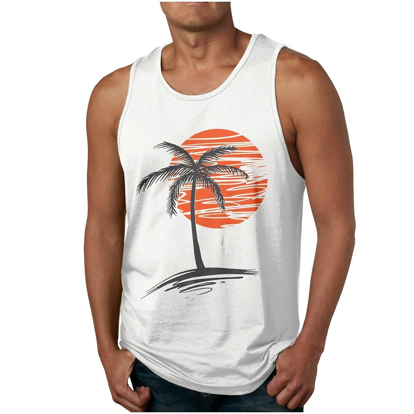 Coconut Tree V-Neck Tank Top