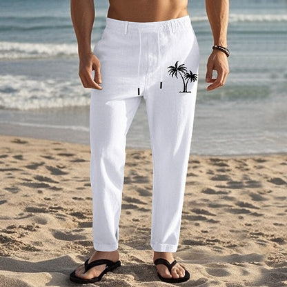 Coconut Tree Linen Beach Pants