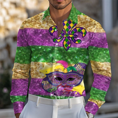 Mardi Gras Dazzle Mask Satin Shirt