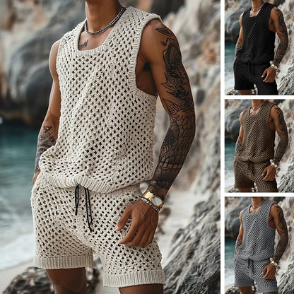 Solid Color Cutout Summer Casual Suit