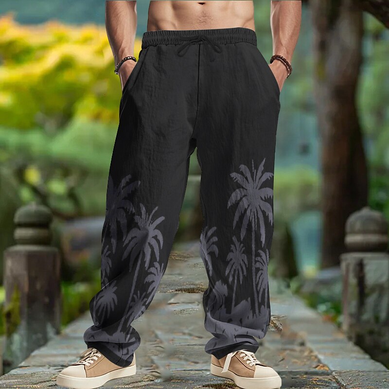 Coconut Tree Linen Baggy Pants