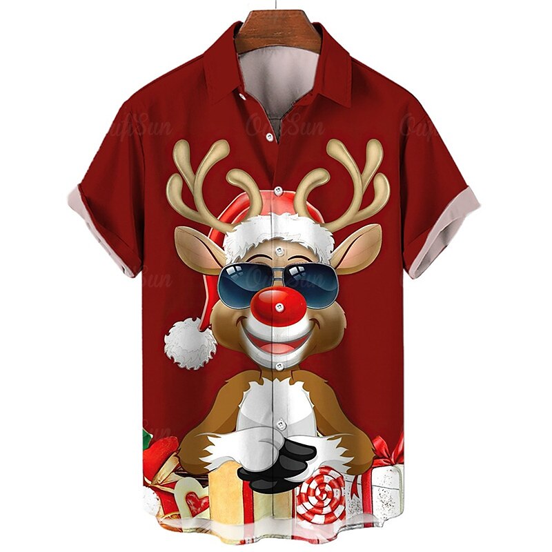 Camisetas con estampado de animales navideños Camisetas con gráficos de árboles Papá Noel