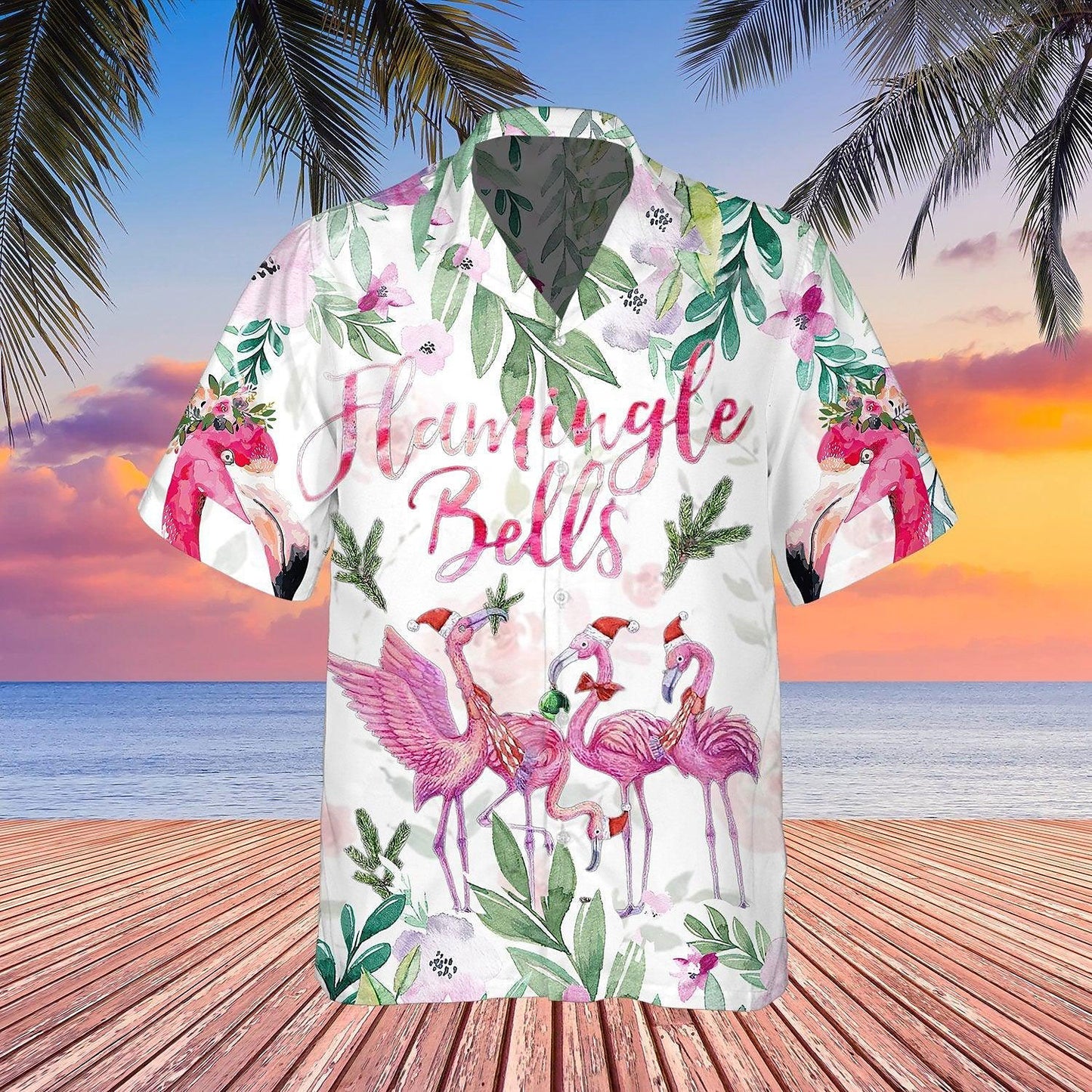 Flamingo Tropical Print Shirt