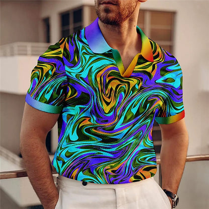 Graphic V-Neck Polo Shirt